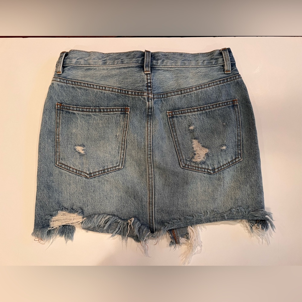 We The Free Relaxed & Destroyed Denim Mini Skirt, Size 27 - Picture 5 of 5